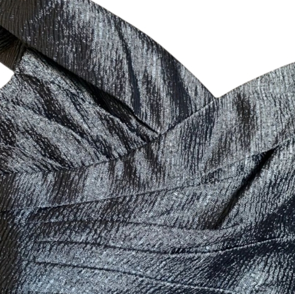 Aidan Mattox Blue Metallic Off-the-Shoulder Ruffle Mermaid Gown Maxi Dress 16 - Picture 12 of 16